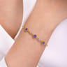 14K White-Yellow Gold Amethyst and Diamond Station Bujukan Bangle - 0.11 ct