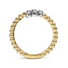 14K White  Yellow Gold Beaded Diamond Bypass Ring-Bujukan - 0.14 ct