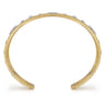 14K White  Yellow Gold Beaded Diamond Cuff Bangle Bracelet 0.4ct-Bujukan - 0.4 ct