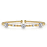 14K White  Yellow Gold Beaded Diamond Cuff Bangle Bracelet 0.5ct-Bujukan - 0.5 ct