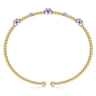 14K White  Yellow Gold Beaded Diamond Cuff Bangle Bracelet 0.5ct-Bujukan - 0.5 ct