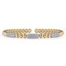 14K White  Yellow Gold Beaded Diamond Cuff Bangle Bracelet 0.5ct-Bujukan - 0.5 ct