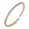 14K White  Yellow Gold Beaded Diamond Cuff Bangle Bracelet 0.5ct-Bujukan - 0.5 ct