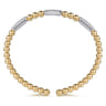 14K White  Yellow Gold Beaded Diamond Cuff Bangle Bracelet 0.5ct-Bujukan - 0.5 ct