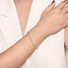 14K White  Yellow Gold Beaded Diamond Cuff Bangle Bracelet 0.5ct-Bujukan - 0.5 ct
