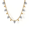 14K White  Yellow Gold Beaded Diamond Droplet Necklace-Bujukan - 0.5 ct