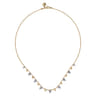 14K White  Yellow Gold Beaded Diamond Droplet Necklace-Bujukan - 0.5 ct