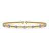 14K White Yellow Gold Beaded Diamond Stations Bangle-Bujukan - 0.21 ct