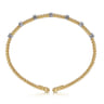 14K White Yellow Gold Beaded Diamond Stations Bangle-Bujukan - 0.21 ct