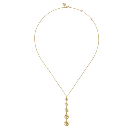 14K White  Yellow Gold Bezel Set Diamond Pendant Necklace