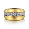14K White-Yellow Gold Bezel Set Diamond Wide Band Ring - 0.4 ct