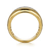 14K White-Yellow Gold Bezel Set Diamond Wide Band Ring - 0.4 ct