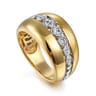 14K White-Yellow Gold Bezel Set Diamond Wide Band Ring - 0.4 ct