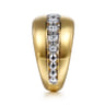 14K White-Yellow Gold Bezel Set Diamond Wide Band Ring - 0.4 ct