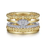 14K White-Yellow Gold Bujukan And Diamond Easy Stackable Ring - 0.25 ct