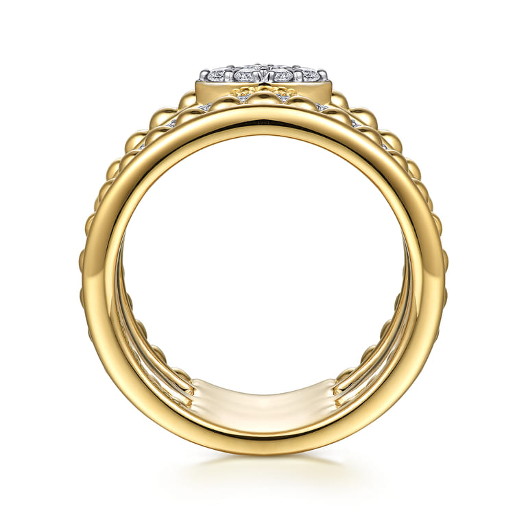14K White-Yellow Gold Bujukan And Diamond Easy Stackable Ring - 0.25 ct - Shot 2