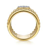 14K White-Yellow Gold Bujukan And Diamond Easy Stackable Ring - 0.25 ct