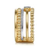14K White-Yellow Gold Bujukan And Diamond Easy Stackable Ring - 0.25 ct