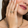 14K White-Yellow Gold Bujukan And Diamond Easy Stackable Ring - 0.25 ct