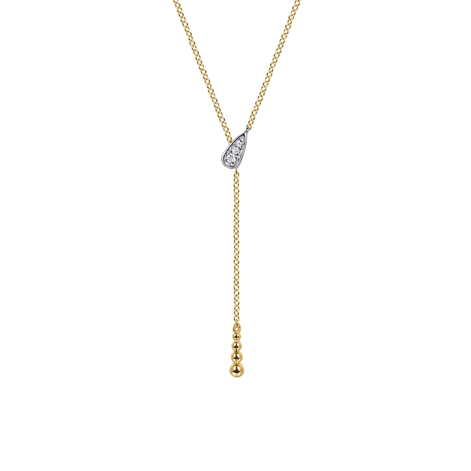 14K White  Yellow Gold Bujukan And Diamond Y Necklace