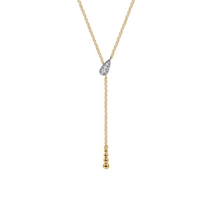 14K White  Yellow Gold Bujukan And Diamond Y Necklace