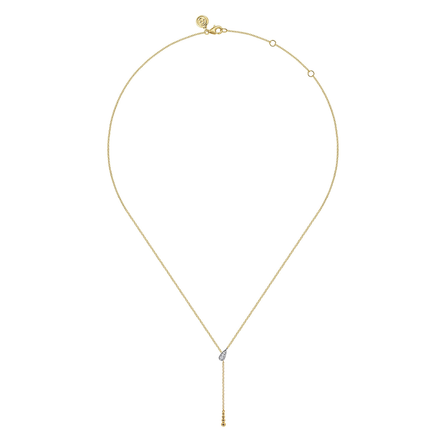 14K White  Yellow Gold Bujukan And Diamond Y Necklace