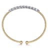 14K White-Yellow Gold Bujukan Baguette Diamond Cuff Bracelet - 0.55 ct