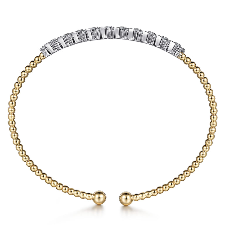14K White-Yellow Gold Bujukan Baguette Diamond Cuff Bracelet - 0.55 ct - Shot 3