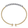 14K White-Yellow Gold Bujukan Baguette Diamond Cuff Bracelet - 0.55 ct