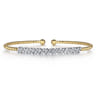 14K White-Yellow Gold Bujukan Baguette Diamond Cuff Bracelet - 0.55 ct