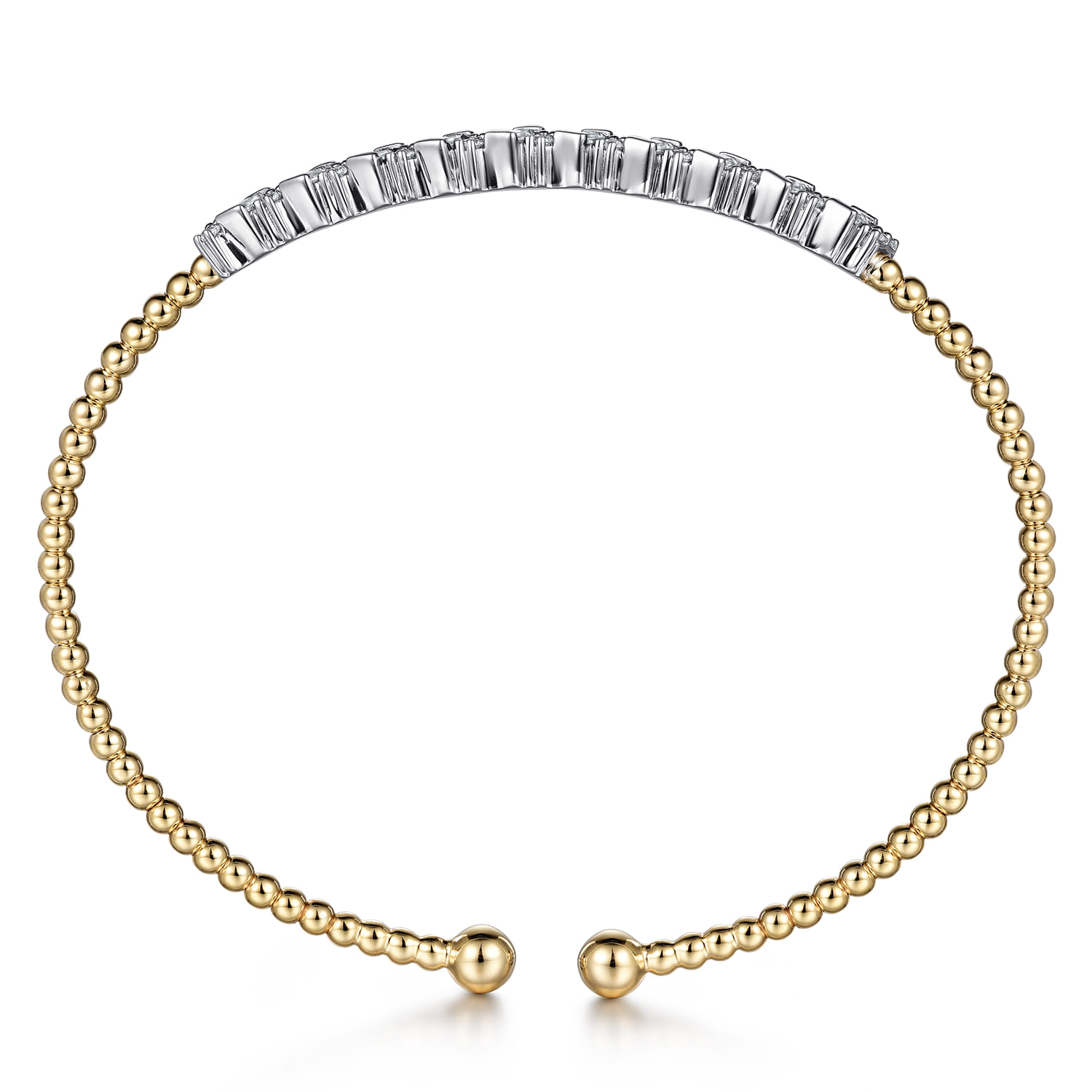 14K White-Yellow Gold Bujukan Baguette Diamond Cuff Bracelet - 0.55 ct - Shot 3