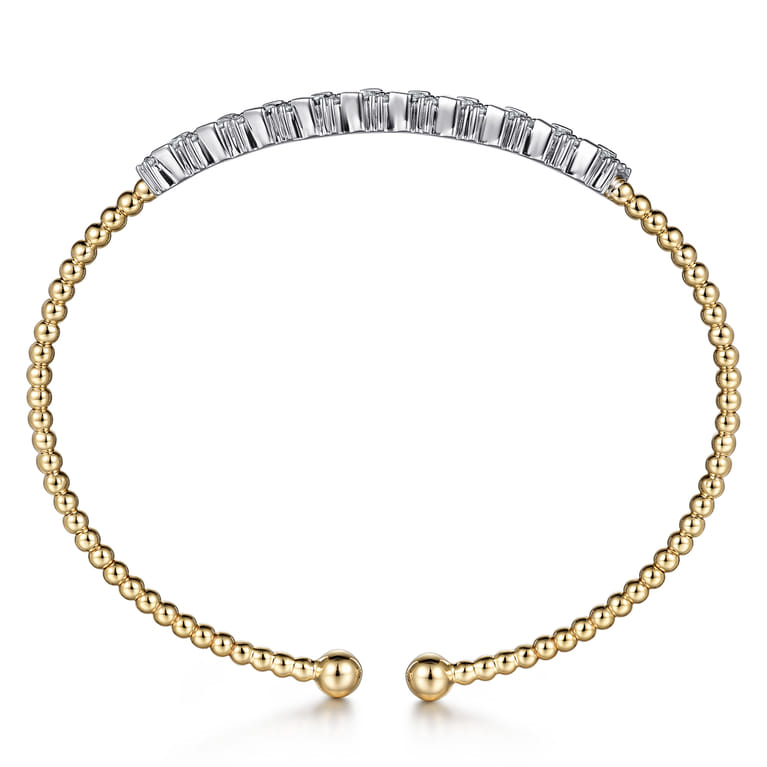 14K White-Yellow Gold Bujukan Baguette Diamond Cuff Bracelet - 0.55 ct - Shot 3
