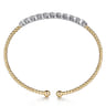 14K White-Yellow Gold Bujukan Baguette Diamond Cuff Bracelet - 0.55 ct