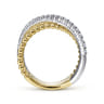 14K White-Yellow Gold Bujukan Ball and Diamond Criss Cross Ring - 0.5 ct
