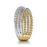 14K White-Yellow Gold Bujukan Ball and Diamond Criss Cross Ring - 0.5 ct