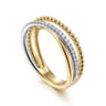 14K White-Yellow Gold Bujukan Ball and Diamond Criss Cross Ring - 0.2 ct
