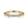 14K White-Yellow Gold Bujukan Band Stackable with Diamond Pave Center Bar - 0.11 ct