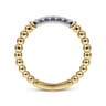 14K White-Yellow Gold Bujukan Band Stackable with Diamond Pave Center Bar - 0.11 ct