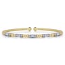 14K White-Yellow Gold Bujukan Bangle With Diamond Baguette Stations - 0.65 ct