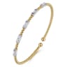 14K White-Yellow Gold Bujukan Bangle With Diamond Baguette Stations - 0.65 ct
