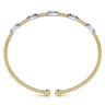 14K White-Yellow Gold Bujukan Bangle With Diamond Baguette Stations - 0.65 ct