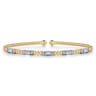 14K White-Yellow Gold Bujukan Bangle With Diamond Baguette Stations - 0.72 ct