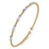 14K White-Yellow Gold Bujukan Bangle With Diamond Baguette Stations - 0.72 ct
