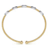 14K White-Yellow Gold Bujukan Bangle With Diamond Baguette Stations - 0.72 ct