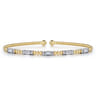 14K White-Yellow Gold Bujukan Bangle With Diamond Baguette Stations - 0.72 ct