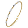 14K White-Yellow Gold Bujukan Bangle With Diamond Baguette Stations - 0.72 ct