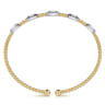 14K White-Yellow Gold Bujukan Bangle With Diamond Baguette Stations - 0.72 ct