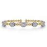 14K White-Yellow Gold Bujukan Bangle With Diamond Stations - 1.45 ct
