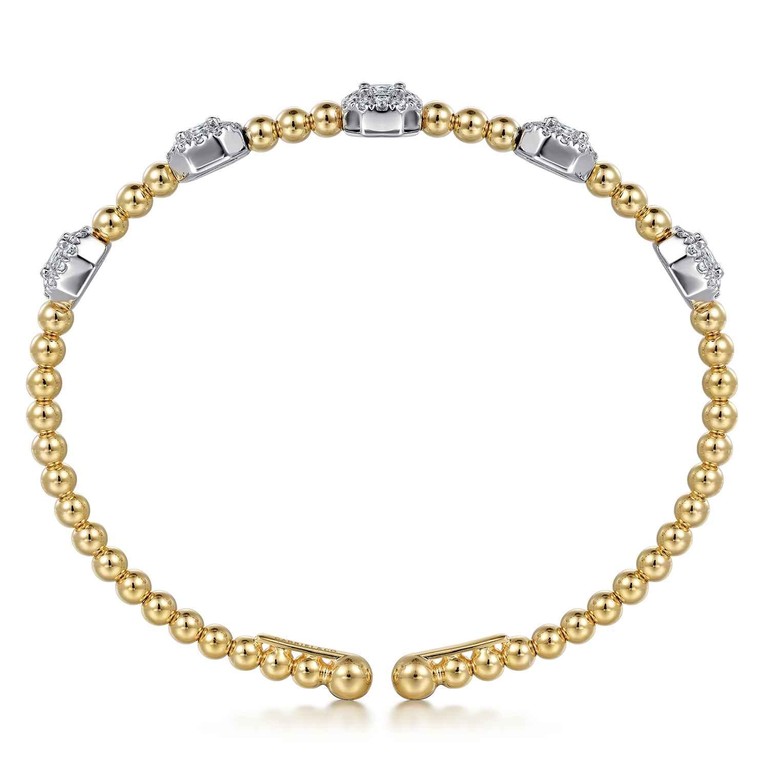 14K White-Yellow Gold Bujukan Bangle With Diamond Stations - 1.45 ct - Shot 3