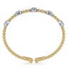 14K White-Yellow Gold Bujukan Bangle With Diamond Stations - 1.45 ct